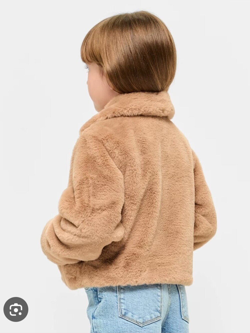 H&M Kids Plush Faux Fur Coat in Camel